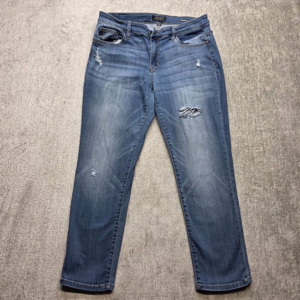 Judy Blue Boyfriend Fit Distressed‎ Medium Wash Jeans Size 13/31 Womens Denim